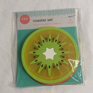 4PC Coaster set: yellow, green, orange red.3.5in X 3.5in